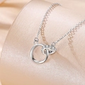 Elegante collar Mobius de plata de ley S925 con colgantes de corazones entrelazados - DY714 Plata (Con Cadena)