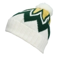Berretto invernale in maglia con pompon e motivo a strisce a zigzag bianco verde giallo - Verde Scuro