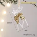 Sparkling gold reindeer acrylic ornament hanging on a pine branch for Christmas decor - Reindeer (Gold Sequin)