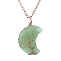 Detail showing handmade copper wire tree of life wrapped around a green crescent moon stone - Antique Copper + Green Aventurine (Small)