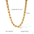 Detailansicht der goldenen U-Gliederkette mit Maßen: 42 cm Länge und 0,8 cm Breite - OD-N40240 Halskette