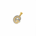 Detailed view of a gold-plated G-letter pendant with blue enamel accents and shiny finish - Letter G
