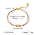 Detail of gold tennis bracelet with cubic zirconia and adjustable lobster clasp extension - Gold Rectangular Main Stone Style (HC-B20386)