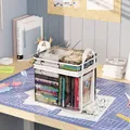 Small clear PVC book storage bag with white handles, 23x17x23cm, waterproof and foldable - Small / Transparent White