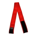 Red elastic wig headband featuring black velcro fastener on a white background - Pure Red