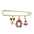 Kerst veiligheidsspeld broche met gouden rendier, krans en boom bedeltjes - Rendier Guirlande Boom