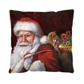 Detail eines Ölgemälde-Drucks mit Weihnachtsmann-Motiv auf einem quadratischen Kissenbezug - 45*45 Einseitig / Qjb6664