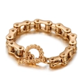 Pulsera de hombre en acero inoxidable dorado estilo cadena de bicicleta con cierre en T - Dorado