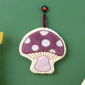 Cute mushroom coral velvet hand towel in purple with white dots and hanging loop - Mushroom Purple