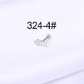 16G stainless steel fishbone piercing stud with sparkling zircons and ball screw back - Fishbone Style(HSPJ324-4#)