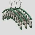 Luxurious green stainless steel laundry drying rack with 10 clips and anti-slip coating - 10 Clips - 1 Pack / Luxury Green