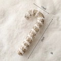 Golden and white Christmas candy cane foam ornament with glitter detail and dimensions - Gold Candy Cane