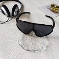 Cool black all-frame sports sunglasses for kids with large protective shield lenses - Black Frame Grey Lens