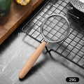 Mini colador de acero inoxidable con mango de madera, diámetro 7cm y longitud de 18cm - Mango de Madera Pequeño (7 cm)
