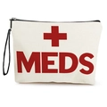 Astuccio in tela bianco sporco con scritta MEDS rossa e simbolo della croce - Stampa Croce MEDS (款式1) / 17*25cm (Con Cinturino da Polso)