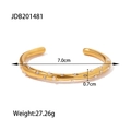 Gold open pearl bangle with shimmering zircons and textured wave surface for women - Gold - Pearl Rhinestone