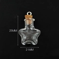 Mini star-shaped glass wishing bottle with cork stopper and silver ring, 25mm x 21mm - Transparent Star Bottle + Eye Pin Cork