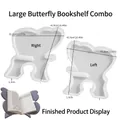 Große Schmetterling Buchstütze Silikonform Set mit Maßen und fertigem Musterstück - Großes Schmetterling Bücherregal (2er-Set) / Halbdurchsichtiges Weiß