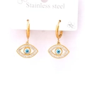 Golden stainless steel evil eye earrings with blue and white enamel inlay - Evil Eye Stud Earrings