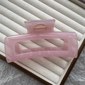 Translucent pastel pink rectangular hair claw clip with gold spring for women styling - 13cm Square / Jelly Pink