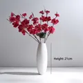 White ceramic vase height 21cm with red plum blossom for minimalist home decor - Pink Mix