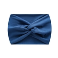 Elastic navy blue wide headband with twist knot design for yoga and sports - Blue