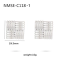 Silberne quadratische Ohrstecker mit Flechtmuster für Damen, 29,3 mm minimalistischer Stil - Stahlfarbene Gewebte Ohrstecker / Silber