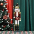 Casse-noisette roi traditionnel de 50cm rouge et blanc avec sceptre d'or et couronne brillante - Corps Rouge Pieds Blancs Roi / 50cm