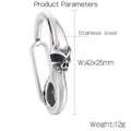 Gothic skull clasp made of silver stainless steel measuring 42x25mm and 12g weight - Skull Style (KLJ8541-KJX)