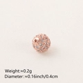 Rose gold round bead with micro-paved cubic zirconia for DIY jewelry, 0.4cm diameter - 4MM White Zirconia Rose Gold Plated