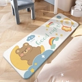 Cartoon brown bear and yellow moon rectangular soft plush bedroom rug for kids - Hug Bear