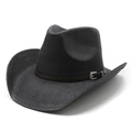 Cappello da cowboy western nero intrecciato con tesa larga e fibbia d'argento incisa - M (56-58cm) / Nero
