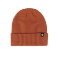 Caramel orange ribbed knit beanie with a folded cuff and round logo patch - Single Hat - Orange