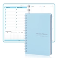 Planner settimanale azzurro non datato con rilegatura a spirale e habit tracker - Blu Versione Aggiornata