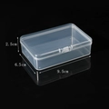 Clear plastic jewelry box with dimensions 9.5x6.5x2.5cm shown on a black background - 9.5 Rectangular Box (9.5*6.5*2.5cm)