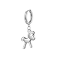Détail d'une boucle d'oreille créole en acier argenté avec pendentif âne mignon - Cheval Couleur Acier
