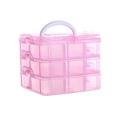 Scatola portaoggetti in plastica rosa trasparente a tre strati con manico bianco - Rosa