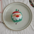Handmade knitted Santa Claus Christmas tree ornament in red and white festive colors - 8cm Plush Ball 02 (1 Pc)