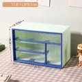 Green desk organizer with transparent blue drawers for stationery and makeup - Light Green & Blue Smurf (7#)