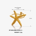 Minimalist gold starfish open ring in stainless steel with textured wavy band design - Gold