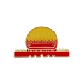 Enamel metal pin featuring Beijing Tiananmen Square landmark in red and gold design - Tiananmen