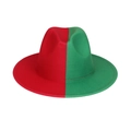 Two-tone wool felt fedora hat featuring a unique red and green gradient jazz style - Red Green Patchwork