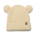 Berretto in maglia per neonati con orecchie da orso e toppa in foglia d'acero beige - 50-54cm / Beige