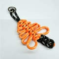 Handmade orange and black woven keychain pendant with a durable metal ring for keys - Orange + Black