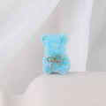 Blue gummy bear charm with sugar bead texture and golden bow for DIY jewelry making - Vintage Bow Lake Blue