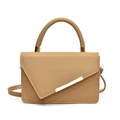 Schicke Khaki PU-Leder Handtasche mit goldener Metallschiene und abnehmbarem Gurt - Khaki