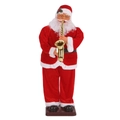 Père Noël dansant de 1,8 m avec saxophone doré pour décoration de Noël d'hôtel - Père Noël Saxophone 1,3m