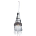 Gnomo di Natale appeso con cappello a quadri bianco e nero e lunga barba bianca - Piccolo cappello a griglia bianco e nero (Stile D)