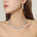 Elegant bridal necklace and long drop earrings set with sparkling silver crystals - Choker Style Full Diamond Silver Set(DTN14027224S)