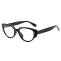 Classic black cat-eye eyewear frame with silver dot accents and sleek vintage temples - Black Frame Clear Lenses